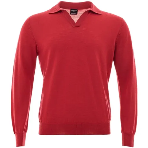 Elegant Fuchsia Wool Polo Shirt , male, Sizes: L - Gran Sasso - Modalova