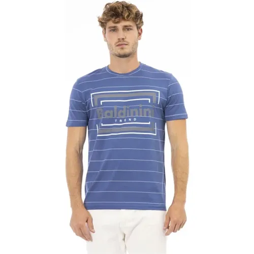 Blau Baumwolle Casual Frontprint T-Shirt , Herren, Größe: XL - Baldinini - Modalova