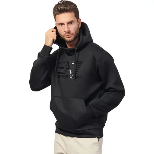 Comfortable Sweater with Hood and Logo Detail , male, Sizes: 2XL - Emporio Armani EA7 - Modalova