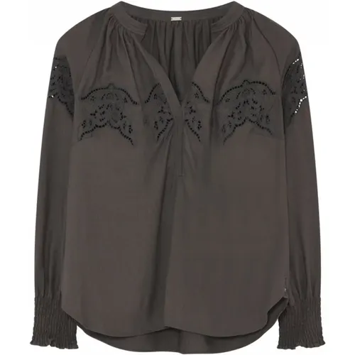 Chocolate Blouse with V-Neck and Pattern , female, Sizes: M - Gustav - Modalova