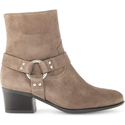 Taupe Leder Western Stil Stiefelette , Damen, Größe: 37 EU - Gabor - Modalova