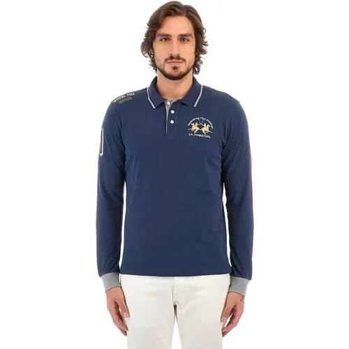 Long Sleeve Polo Shirt with Golden Logo , male, Sizes: 2XL - LA MARTINA - Modalova