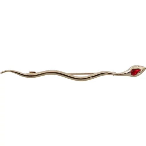 Silver Crystal Serpente Brooch Pin , female, Sizes: ONE SIZE - Dolce & Gabbana - Modalova