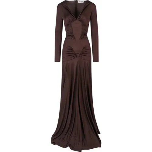 Braunes Aw22 V-Ausschnitt Kleid - Saint Laurent - Modalova