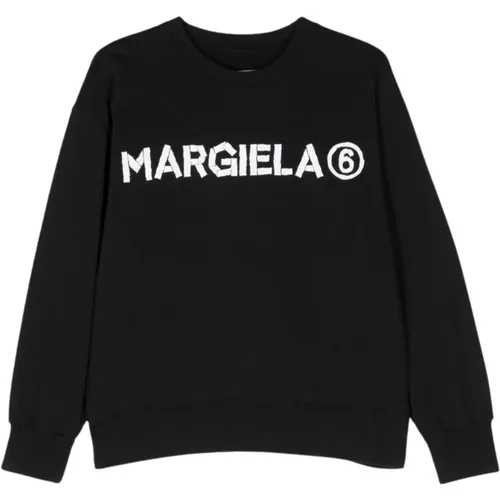 Schwarzer Logo-Print-Pullover - Maison Margiela - Modalova