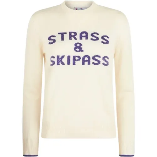 Round neck shirt with Strass Skipass print , female, Sizes: M, S, L - MC2 Saint Barth - Modalova