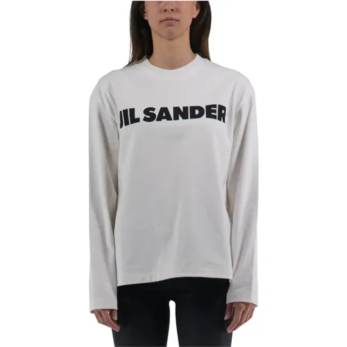 Langarm T-Shirt mit Rundhalsschnitt , Damen, Größe: L - Jil Sander - Modalova