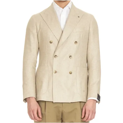 Double-Breasted Silk Jacket with Peak Lapels , male, Sizes: XL, 2XL, 3XL, L - Tagliatore - Modalova
