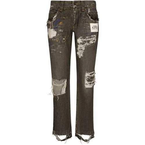 Re-Edition Ripped Straight-Leg Jeans - Dolce & Gabbana - Modalova