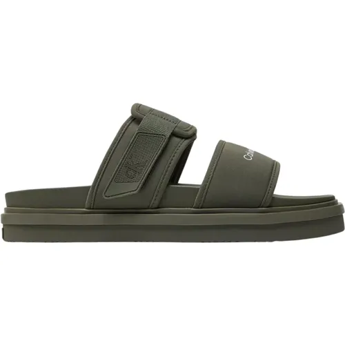 Grüne Clip-Sandalen , Herren, Größe: 40 EU - Calvin Klein Jeans - Modalova