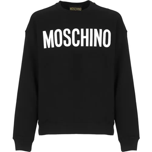 Schwarzer Baumwoll-Sweatshirt mit Kontrastdruck , Herren, Größe: L - Moschino - Modalova