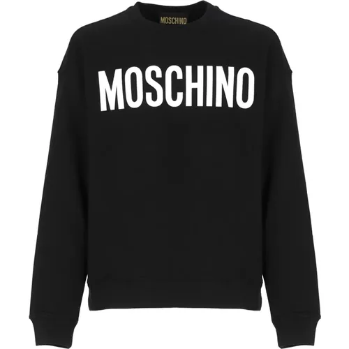 Schwarzer Baumwoll-Sweatshirt mit Kontrastdruck - Moschino - Modalova