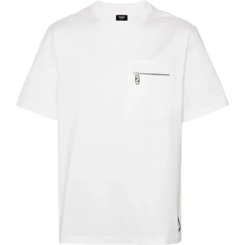 Taschen T-Shirt in Weiß , Herren, Größe: M - Fendi - Modalova