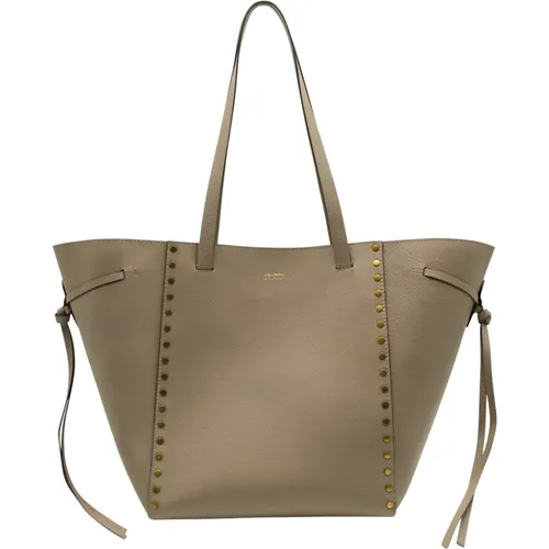 Taupe Leather Shopper with Magnet Closure and Zip Pocket , female, Sizes: ONE SIZE - Isabel marant - Modalova