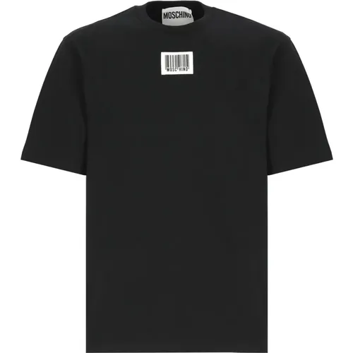 Schwarzes T-Shirt mit Logo-Patch , Herren, Größe: L - Moschino - Modalova