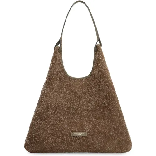 Wildlederhandtasche mit Ledergriffen , Damen, Größe: ONE Size - Gianni Chiarini - Modalova