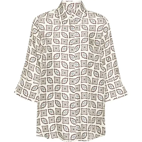 Geometric Print Silk Shirt , female, Sizes: XS - Alberto Biani - Modalova