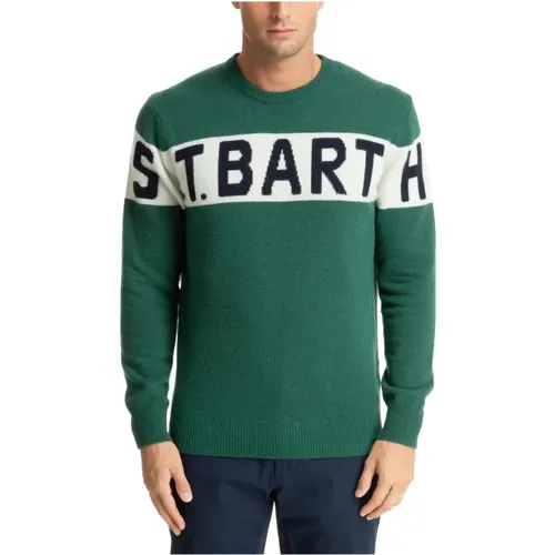 Abstrakter Multicolor Pullover mit Logo-Stickereien , Herren, Größe: L - MC2 Saint Barth - Modalova