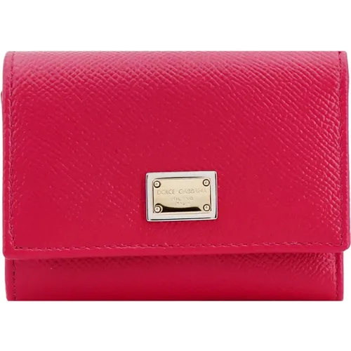Saffiano Leather Wallet with Flap Closure , female, Sizes: ONE SIZE - Dolce & Gabbana - Modalova