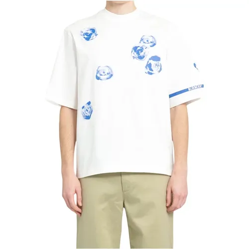 Herren Weißes Rose Grafikdruck T-Shirt , Herren, Größe: XL - Burberry - Modalova
