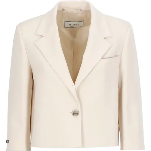 Rosa Viskose Blazer Peak Revers , Damen, Größe: S - PESERICO - Modalova