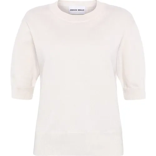 Kaschmir Halbarm Crew Neck Pullover , Damen, Größe: M - Emerson Renaldi - Modalova