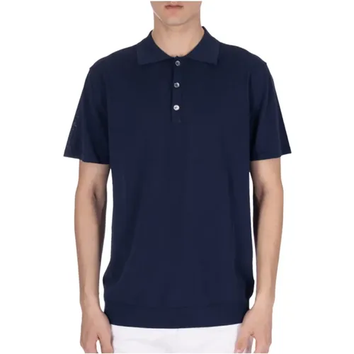 Short-sleeve cotton crepe polo shirt , male, Sizes: S, 2XL, M - Daniele Fiesoli - Modalova