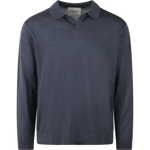 Cashmere V-Neck Polo Sweater , male, Sizes: L - closed - Modalova