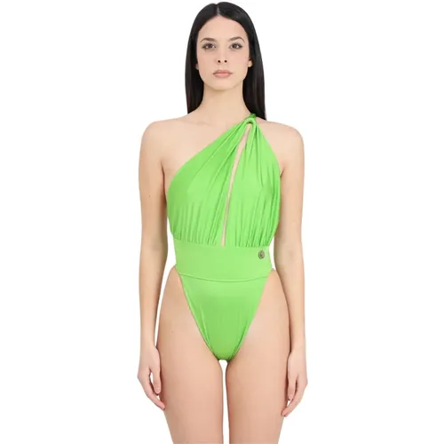 Grüner Glänzender Monokini Badeanzug , Damen, Größe: S - 4Giveness - Modalova