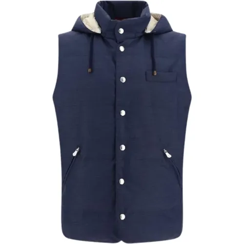 Wool Hooded Vest , male, Sizes: 2XL, L - BRUNELLO CUCINELLI - Modalova