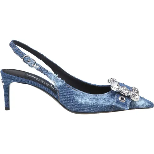 Denim Patchwork High Heels , Damen, Größe: 35 1/2 EU - Dolce & Gabbana - Modalova