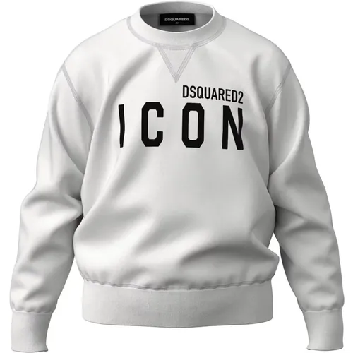 Weiße Baumwoll-Sweatshirt mit Maxi Icon Logo - 14 - Dsquared2 - Modalova