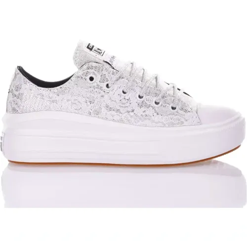 Handgefertigte Silberne Weiße Sneakers , Damen, Größe: 37 EU - Converse - Modalova