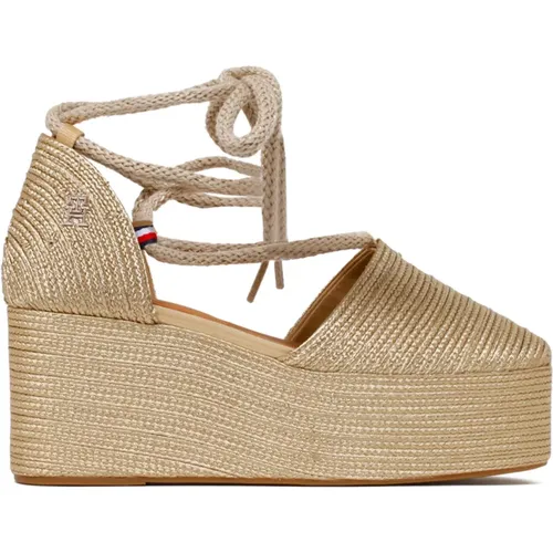 Golden Sandals for Stylish Summer , female, Sizes: 7 UK, 6 UK, 3 UK - Tommy Hilfiger - Modalova