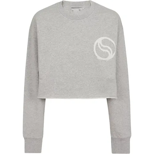 Light Grey Logo Patch Sweatshirt , female, Sizes: XS - Stella Mccartney - Modalova
