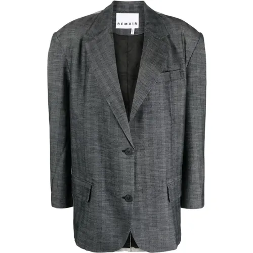 Oversized Grey Blazer with Button Closure , female, Sizes: XS - Remain Birger Christensen - Modalova