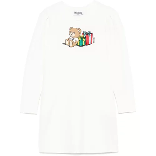 Teddy-Print Sweatshirt-Kleid Weiß - Moschino - Modalova