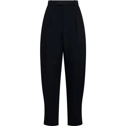 Schwarze Wollhose hohe Taille , Damen, Größe: XS - WARDROBE.NYC - Modalova