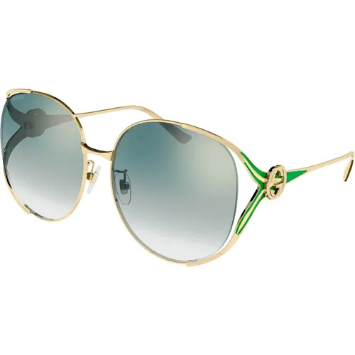 Stylische Sonnenbrille,Gold/Grau getönte Sonnenbrille,Gold/Green Shaded Sunglasses - Gucci - Modalova