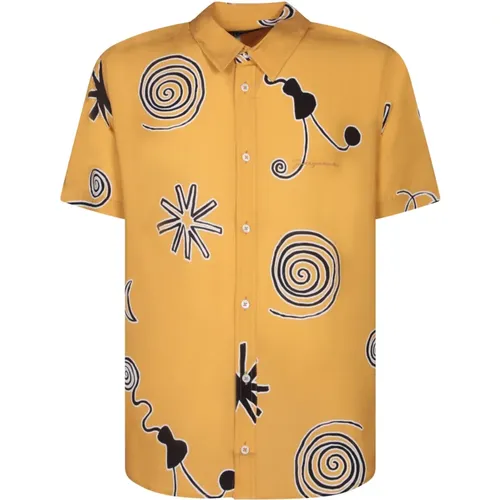 Orange All-Over Print Viscose Shirt , male, Sizes: S, M - Jacquemus - Modalova