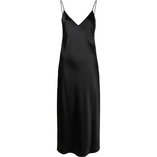 Schwarzes Seidensatin Flared Kleid , Damen, Größe: L - joseph - Modalova