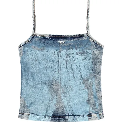 Monogram Denim Top mit Reißverschluss , Damen, Größe: S - Diesel - Modalova