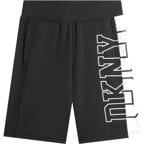 Schwarze Shorts mit Kontrast-Seitenband - DKNY - Modalova