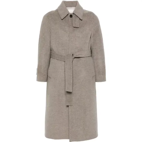 Grey Wool-Cashmere Blend Coat , female, Sizes: L, M - Dunst - Modalova