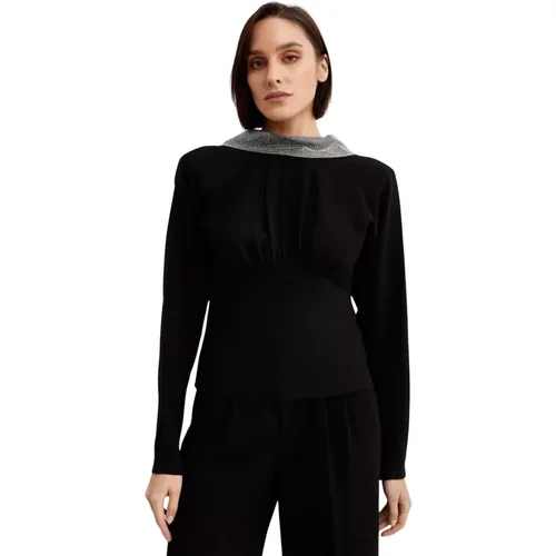 Schwarzes Langarmshirt mit Raffung vorne - Roland Mouret - Modalova