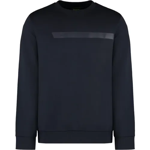 Gerippter Baumwoll-Rundhalsausschnitt-Sweatshirt - Hugo Boss - Modalova