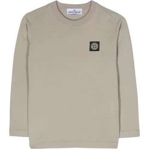 Graues Logo T-Shirt Langarm - Stone Island - Modalova