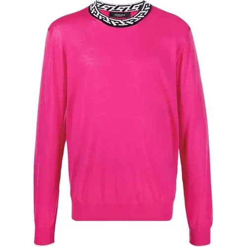 Mens Clothing Knitwear Fuchsia Aw23 , male, Sizes: L, M - Versace - Modalova