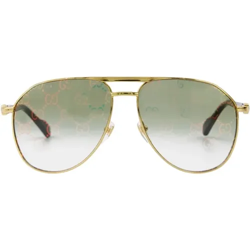 Vintage-inspirierte Metall-Sonnenbrille - Gold/Grün , Herren, Größe: ONE Size - Gucci - Modalova