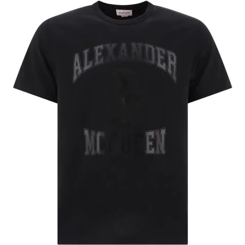 T-shirt with Logo and Skull , male, Sizes: L, M, S - alexander mcqueen - Modalova